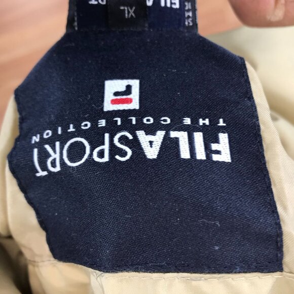 FILA SPORT ~ MENS XL ~ LARGE DOWN PUFFER JACKET COAT REVERSIBLE TAN BLUE - Picture 9 of 9